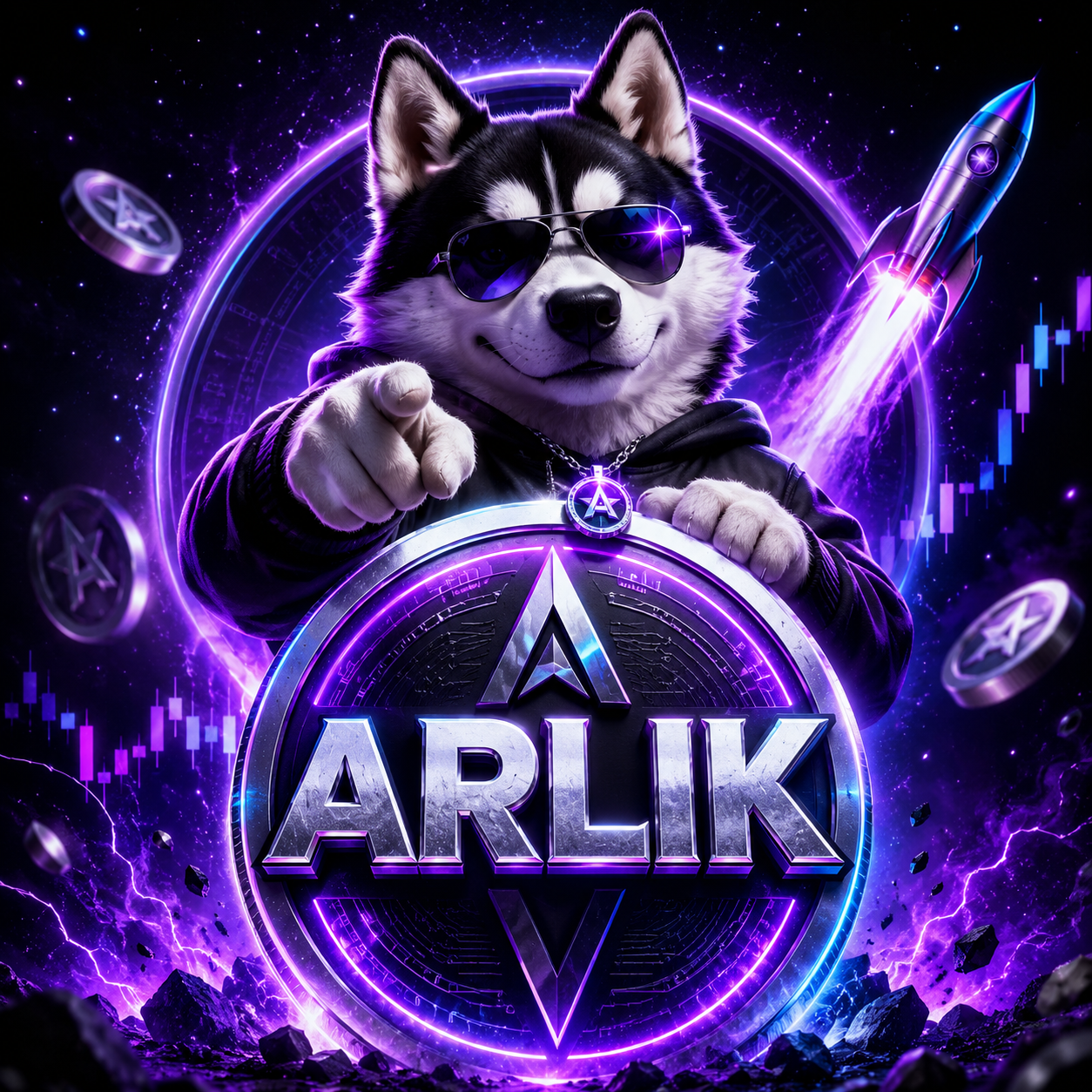 ARLIK the husky raising a paw to the pack